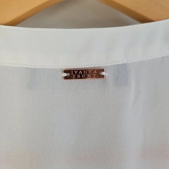 Ivanka Trump Women Medium Blouse Shirt Ruffles Cold Shoulder Tops NEW - Picture 8 of 11